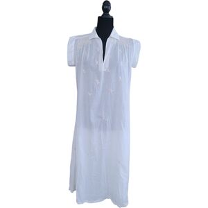 April Cornell White Embroidered Dress Size S